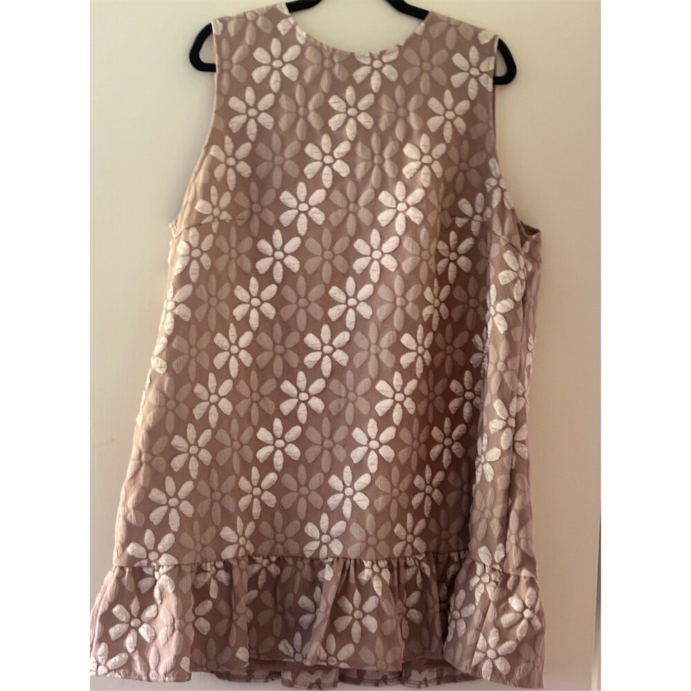 SOLY HUX Shift Dress Womens 3XL Pink Floral Jacquard Sleeveless Ruffle Hem